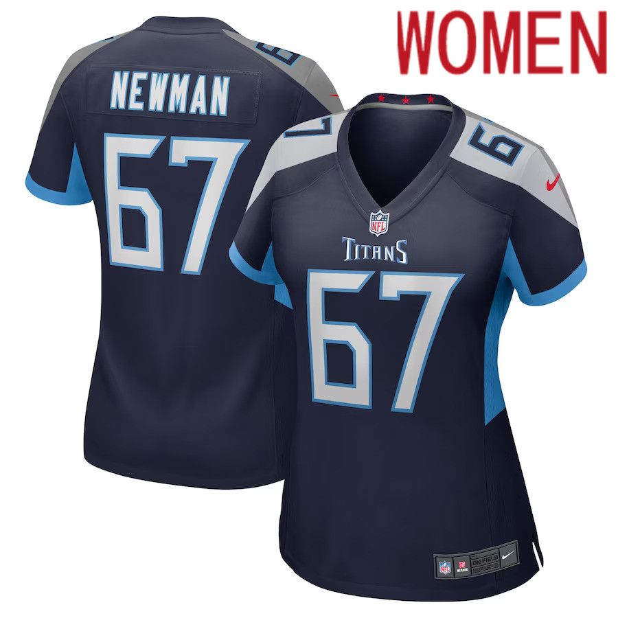 Women Tennessee Titans 67 Xavier Newman Nike Navy Game Player NFL Jersey